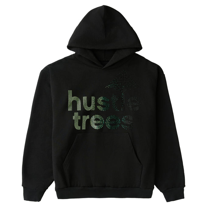 HUSTLE TREES LOGO HOODIE - WASHED GREY