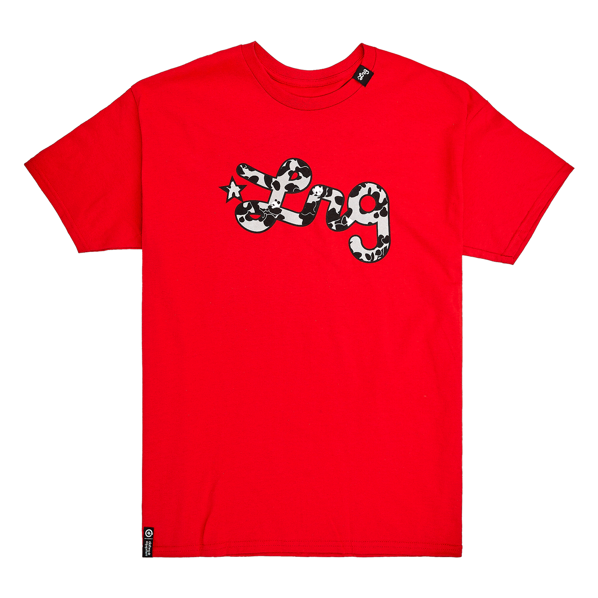 L GRINDLODGE x LOV S/S フルカラーTEE 刺繍 MORE PANDA SCRIPT TEE Red | LRG Clothing