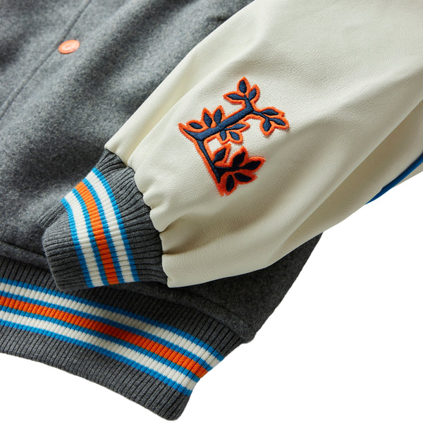 WU TANG X LRG CREAM VARSITY WOOL JACKET - HEATHER GREY