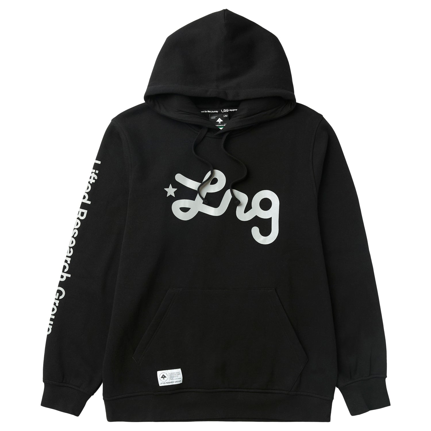 REFLECTIVE LIFTED SCRIPT PULLOVER HOODIE - BLACK