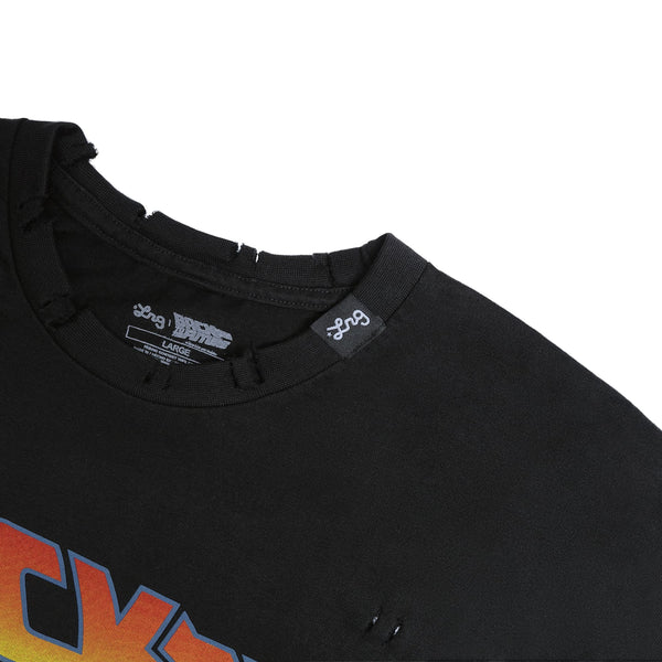 BACK IN TIME TEE - DISTRESSED BLACK