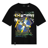 Black t-shirt with Brazilian-themed graphics and text on a white background