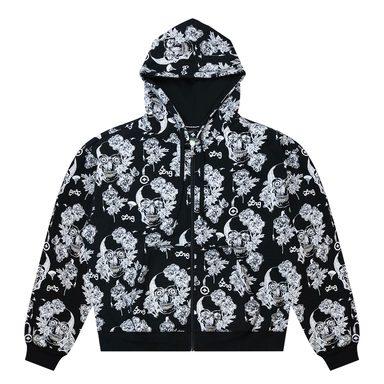 SKULL UTOPIA ZIP SWEATSHIRT - BLACK