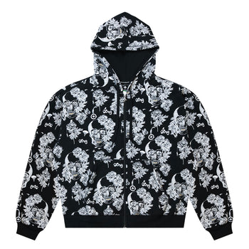SKULL UTOPIA ZIP SWEATSHIRT - BLACK