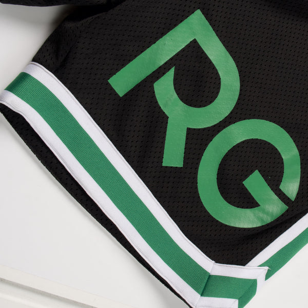 Black and green sports jersey with 'PG' logo on a white background