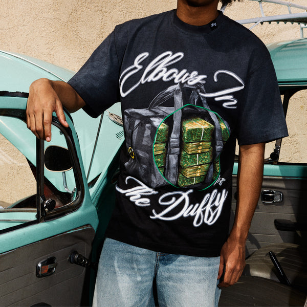 ELBOWS IN THE DUFFY TEE - BLACK