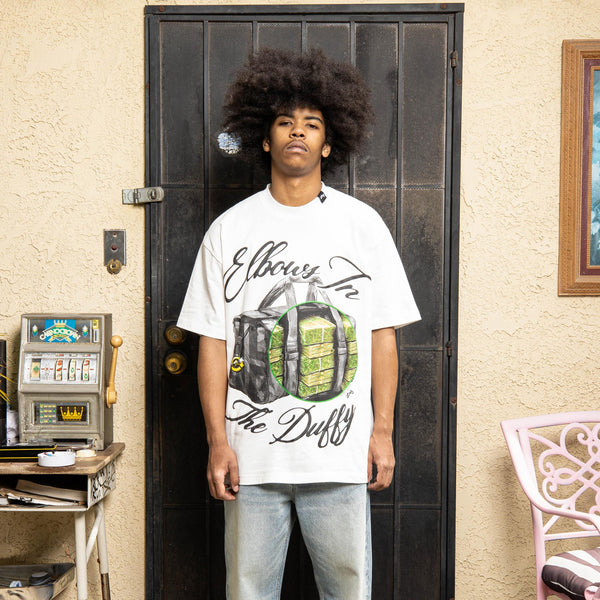 ELBOWS IN THE DUFFY TEE - WHITE
