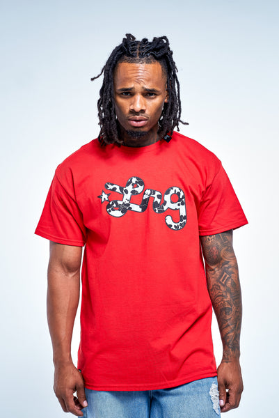 MORE PANDA SCRIPT TEE - RED