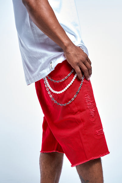 REAPER DENIM SHORTS - RED