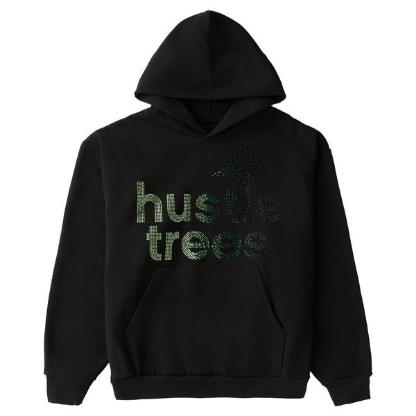 HUSTLE TREES LOGO HOODIE - WASHED GREY