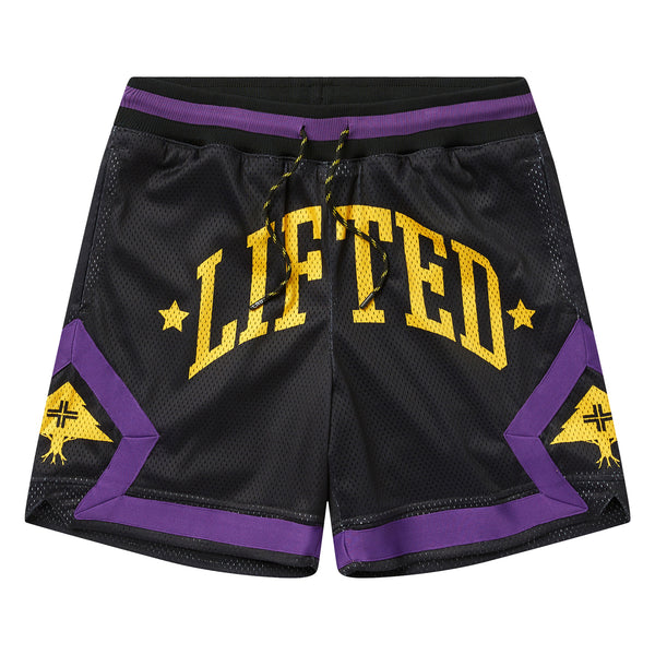 RESOLUTIONARY LIFTED MESH SHORTS - BLACK/PURPLE