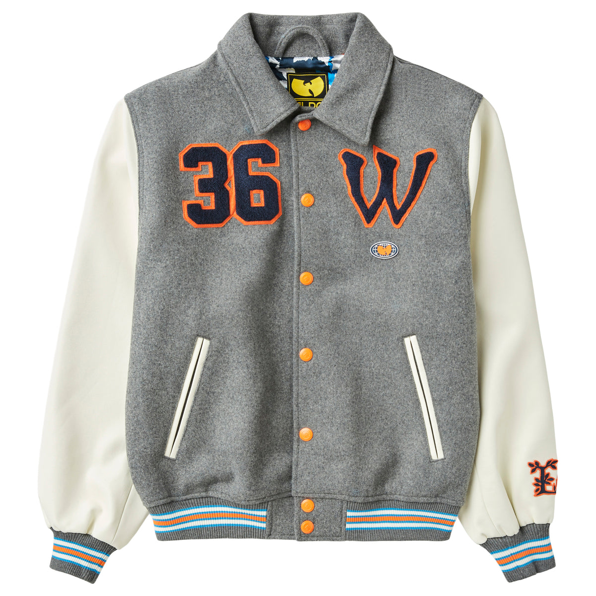 WU TANG X LRG CREAM VARSITY WOOL JACKET - HEATHER GREY