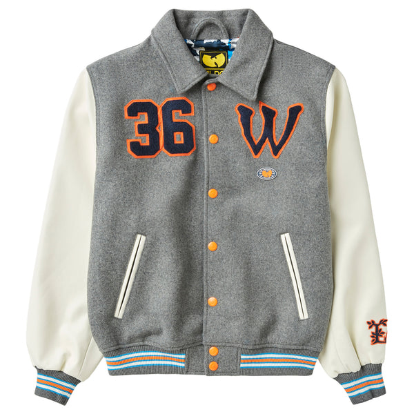WU TANG X LRG CREAM VARSITY WOOL JACKET - HEATHER GREY