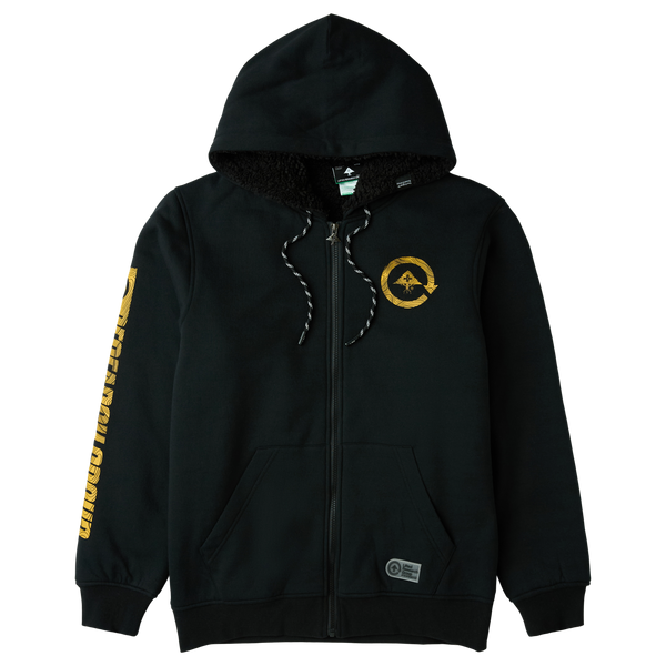 UNFOCUS CYCLE SHERPA ZIP HOODIE - BLACK