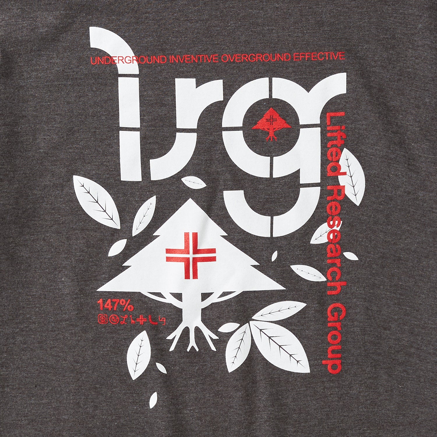 4700 CYCLE LEAVES TEE - CHARCOAL HEATHER