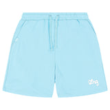 LIFTED SCRIPT SHORT - Carolina Blue