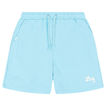 LIFTED SCRIPT SHORT - Carolina Blue