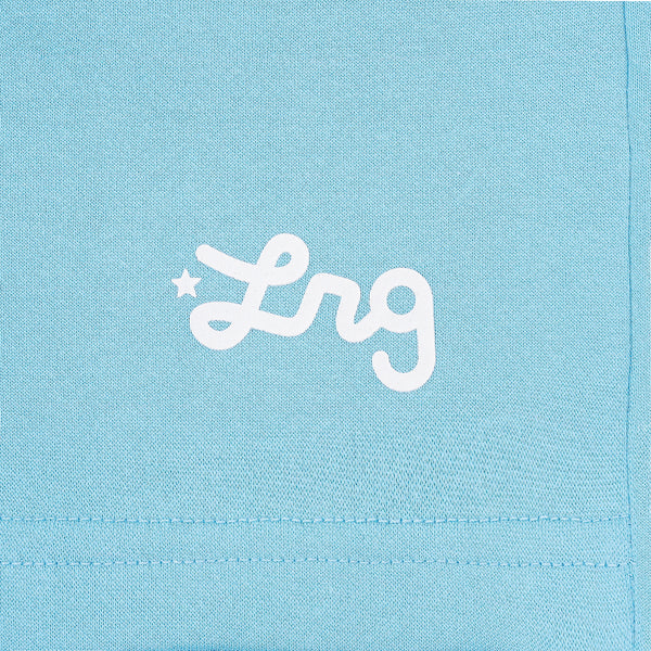 LIFTED SCRIPT SHORT - Carolina Blue