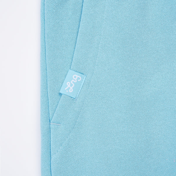 LIFTED SCRIPT SHORT - Carolina Blue