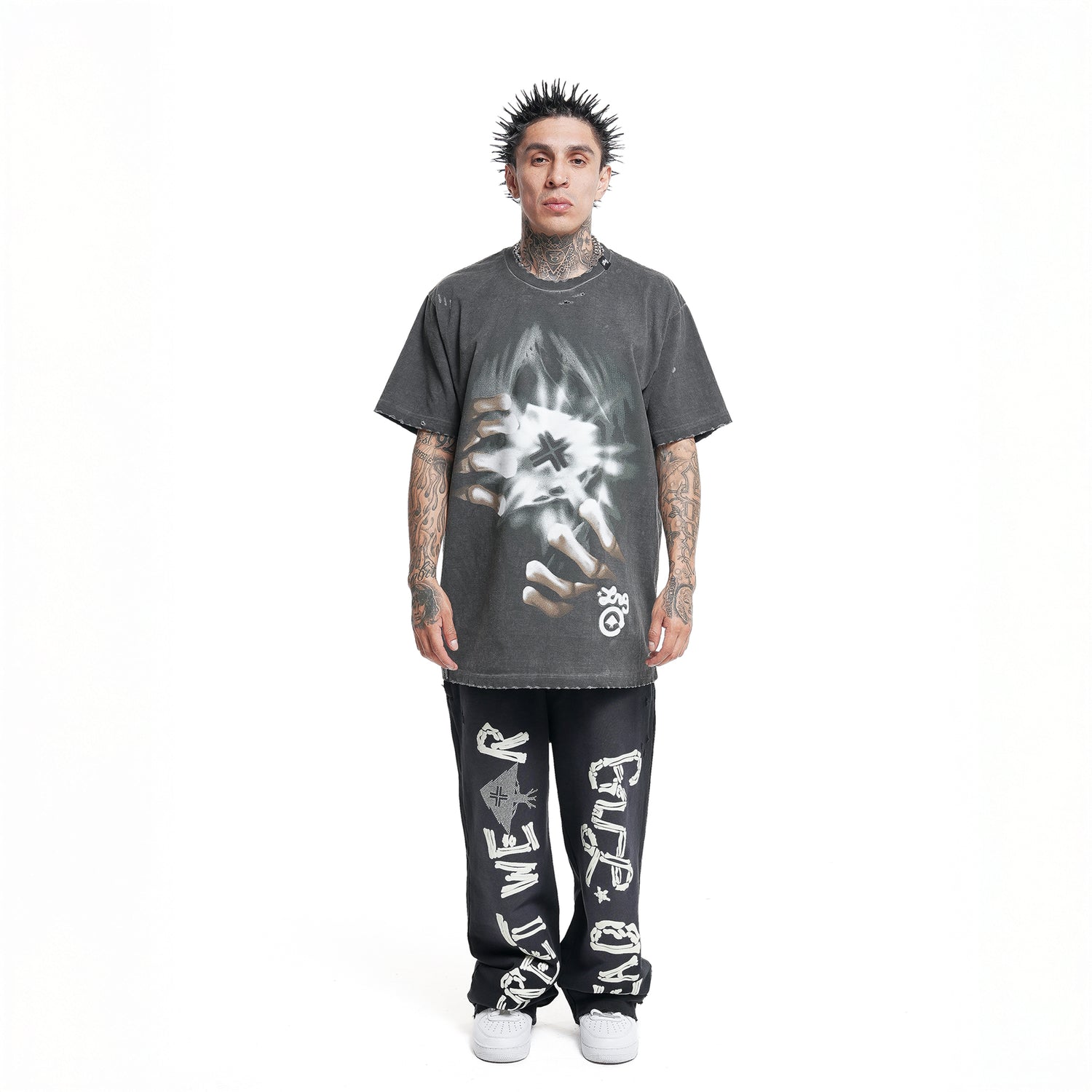 BAREBONES SS TEE - OIL WASH Black