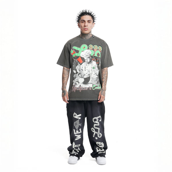 STREETWEAR IS COOKED SS TEE - PIGMENT DYED BLACK