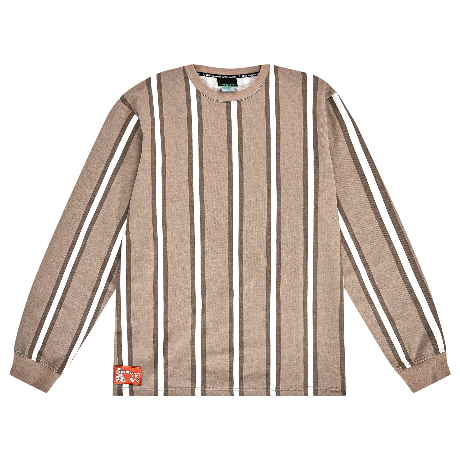 BENGAL STRIPED LS CREW - BROWN