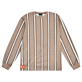 BENGAL STRIPED LS CREW - BROWN