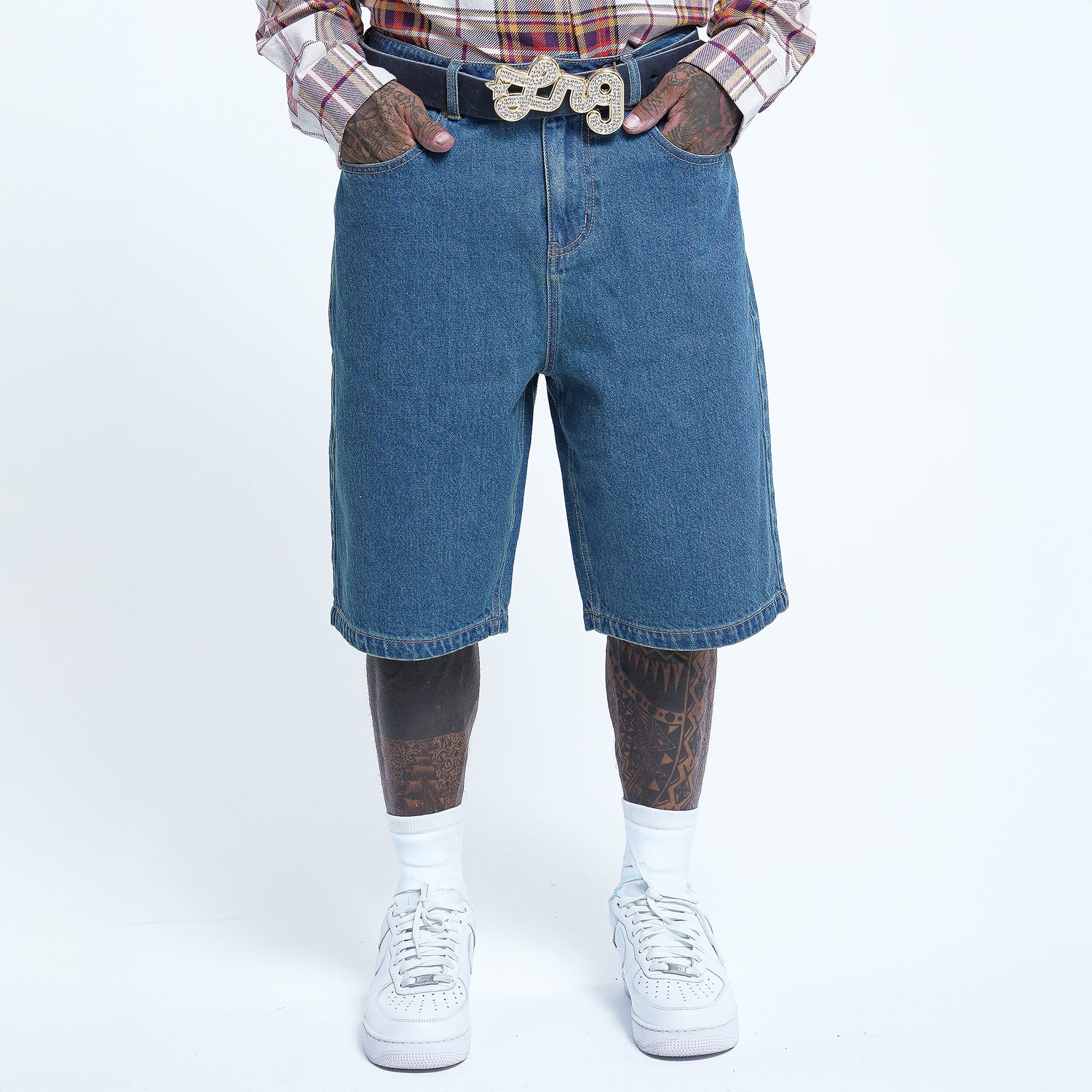 HIGH LIFE HABITS DENIM SHORT - DENIM BLUE