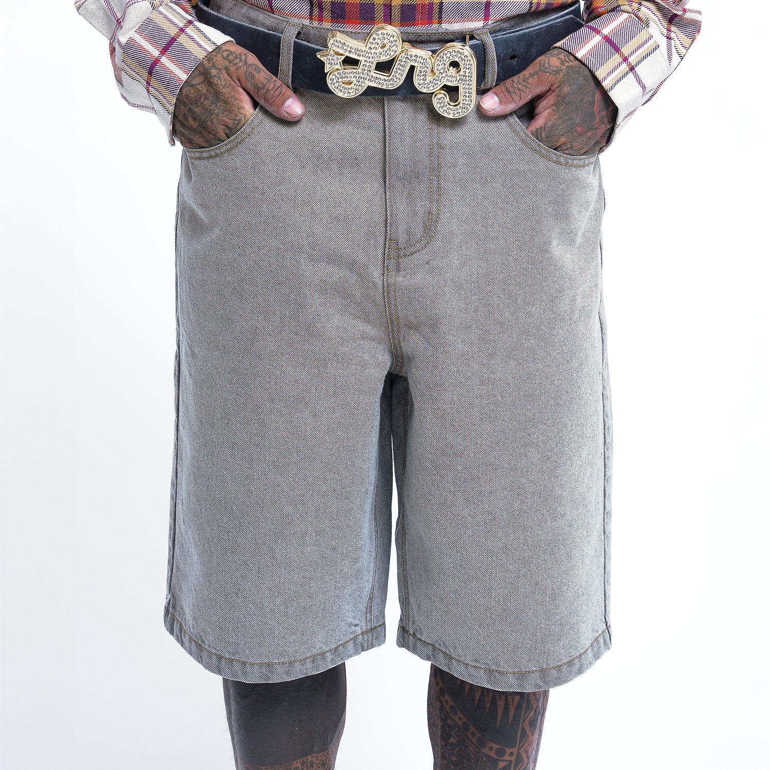 OVERCOME RESISTENCE DENIM SHORT - GREY