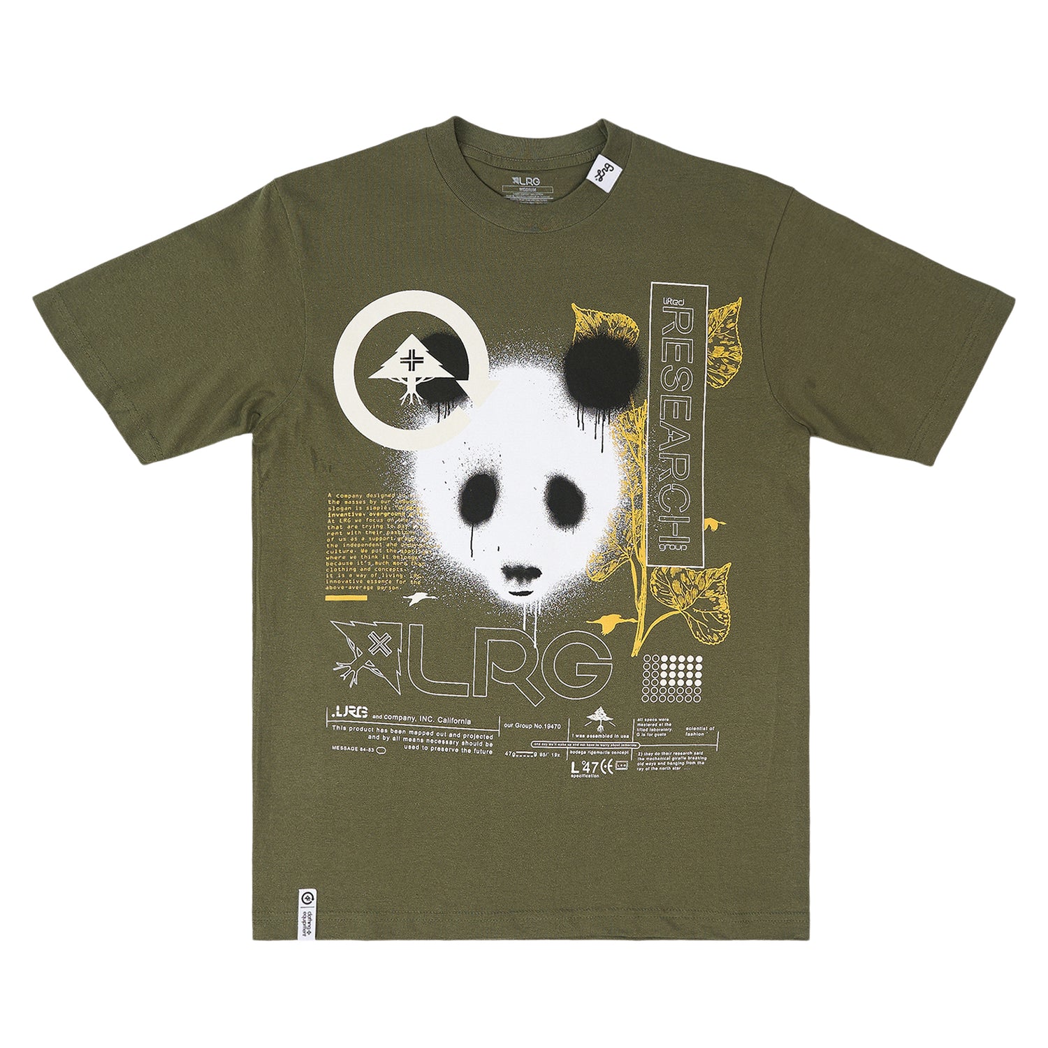 PANDA PAINT TEE - MILTARY GREEN