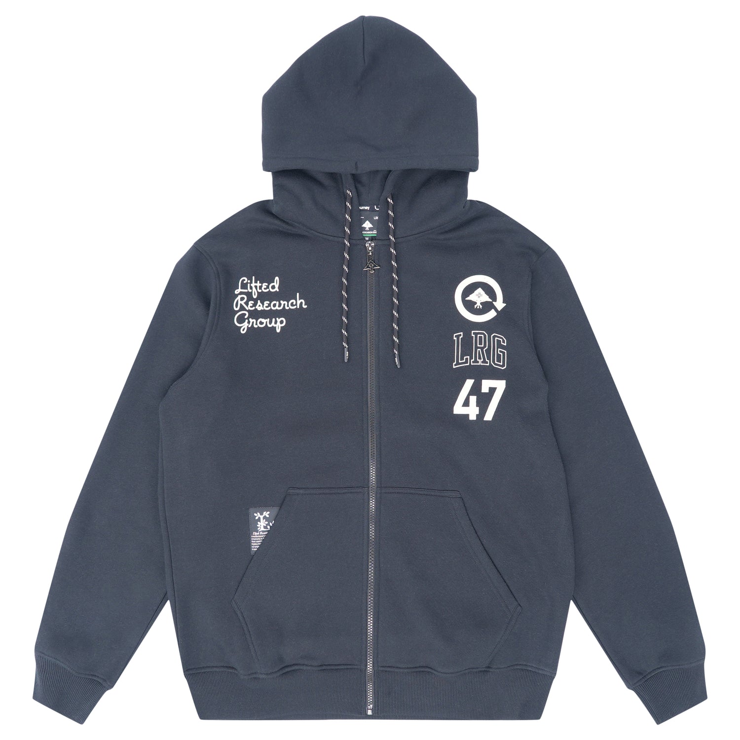 LRG VARSITY ZIP FRONT HOODIE - BLACK