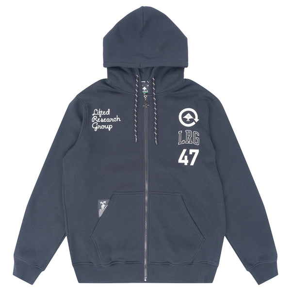 LRG VARSITY ZIP FRONT HOODIE - BLACK