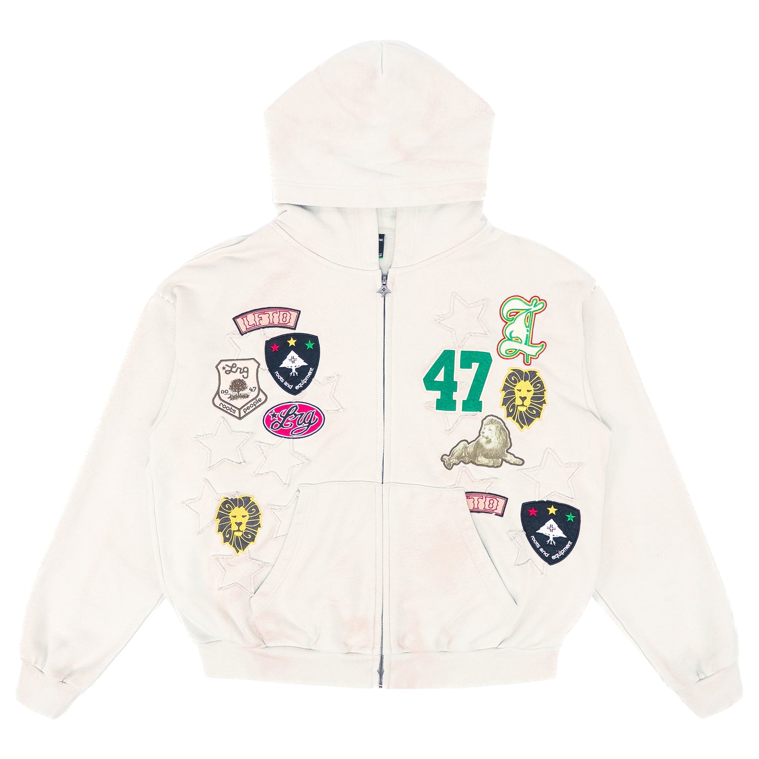 GOLDEN LEONE ZIP HOODIE - Bone White