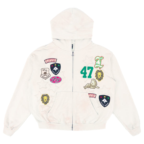 GOLDEN LEONE ZIP HOODIE - Bone White