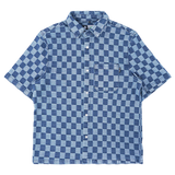 CHECKERBOARD BUTTON UP - Light Indigo