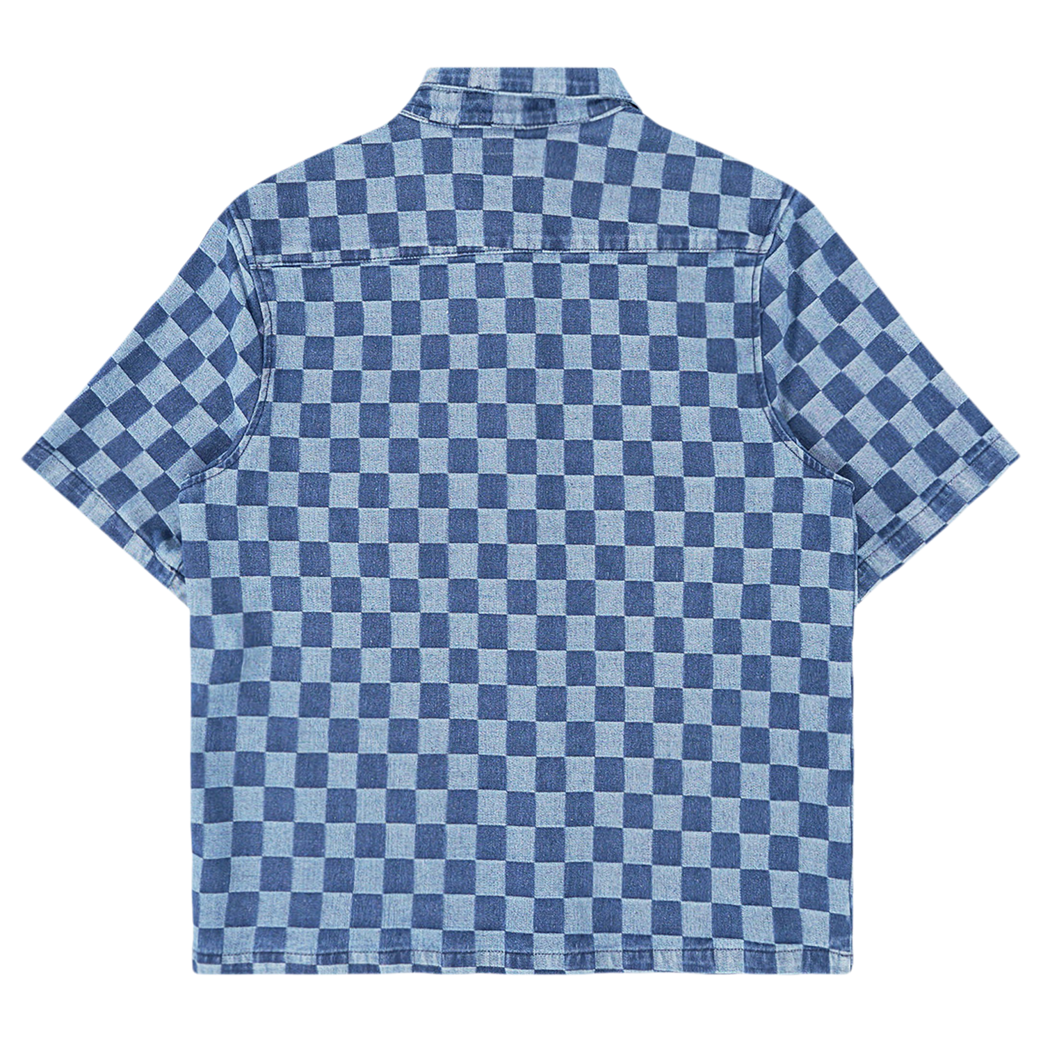 CHECKERBOARD BUTTON UP - Light Indigo