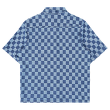 CHECKERBOARD BUTTON UP - Light Indigo