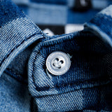 CHECKERBOARD BUTTON UP - Light Indigo