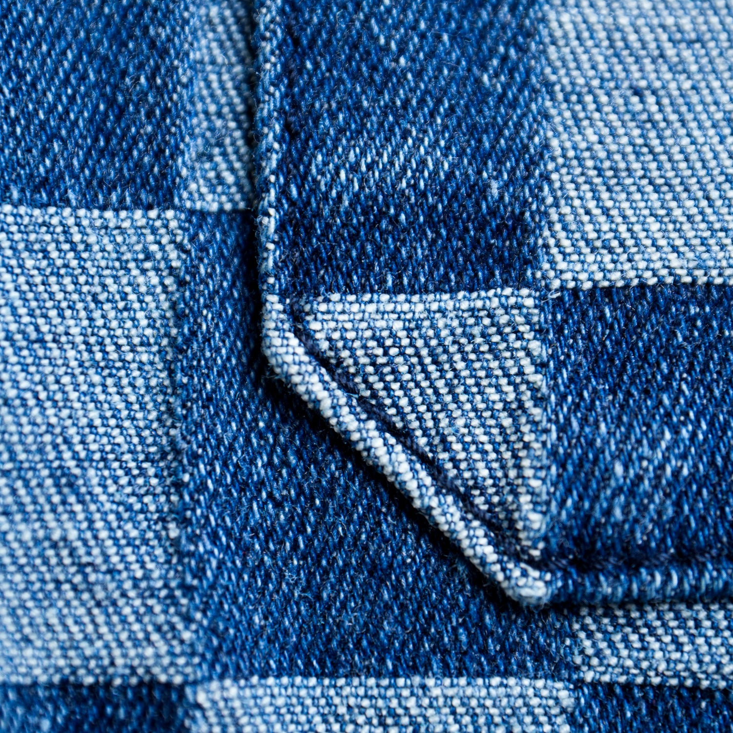 CHECKERBOARD BUTTON UP - Light Indigo