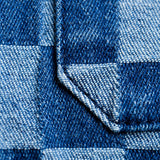 CHECKERBOARD BUTTON UP - Light Indigo