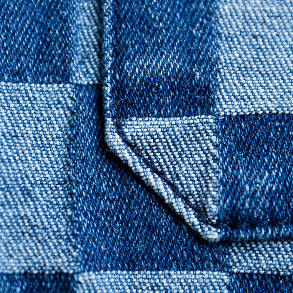 CHECKERBOARD BUTTON UP - Light Indigo