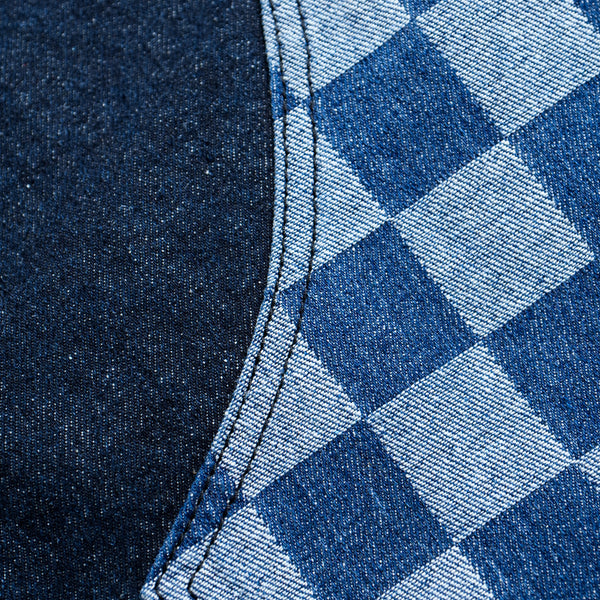 CHECKERBOARD DENIM SHORTS - Black Wash