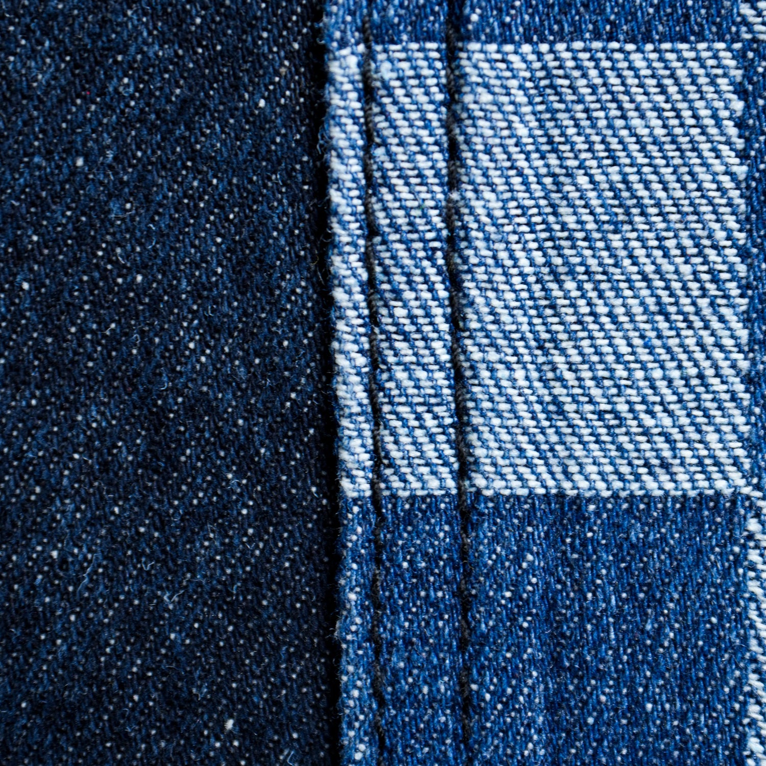 CHECKERBOARD DENIM SHORTS - Black Wash