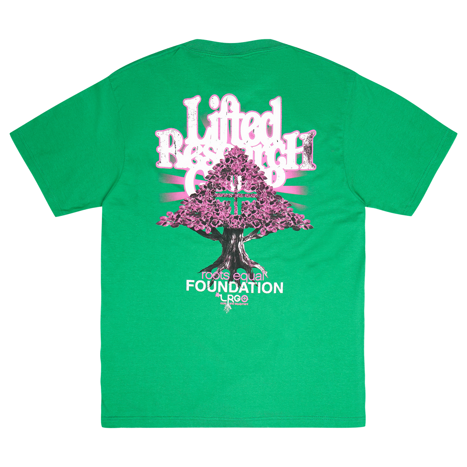 PINK ROOTS TEE - Kelly Green