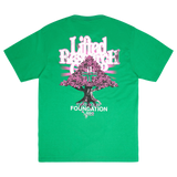 PINK ROOTS TEE - Kelly Green