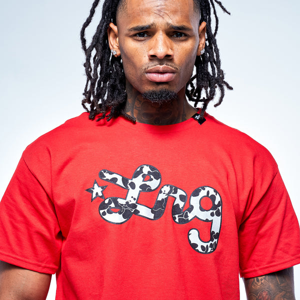 MORE PANDA SCRIPT TEE - RED