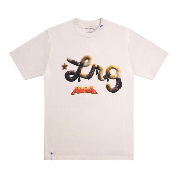 An off-white short-sleeve t-shirt featuring a graphic of the word 'Eng' styled with coiled snakes and a red and yellow 'BATTLE HUNTER' logo underneath, displayed on a clean white background.