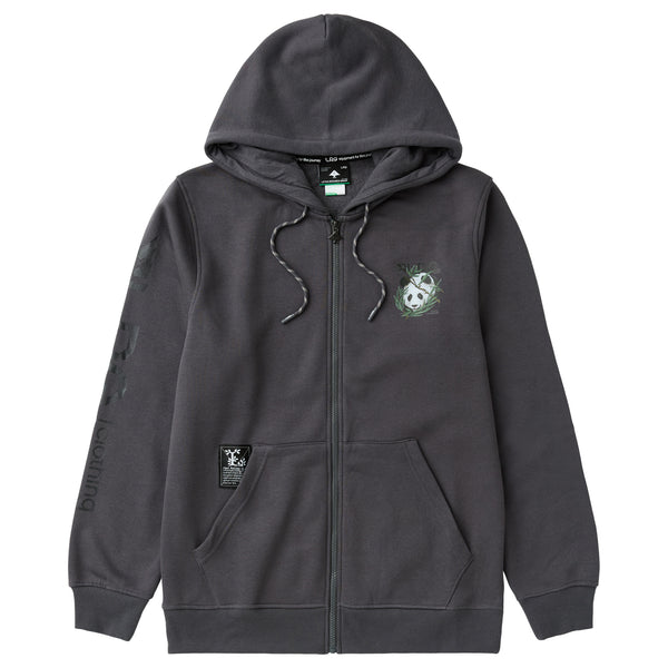 FEEDING PANDA ZIP FRONT HOODIE - CHARCOAL