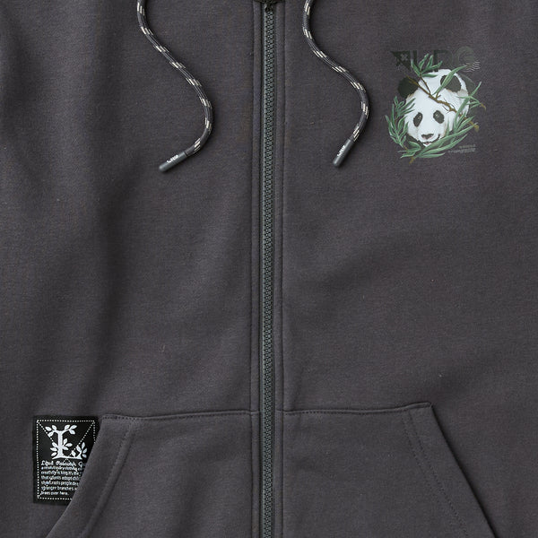 FEEDING PANDA ZIP FRONT HOODIE - CHARCOAL