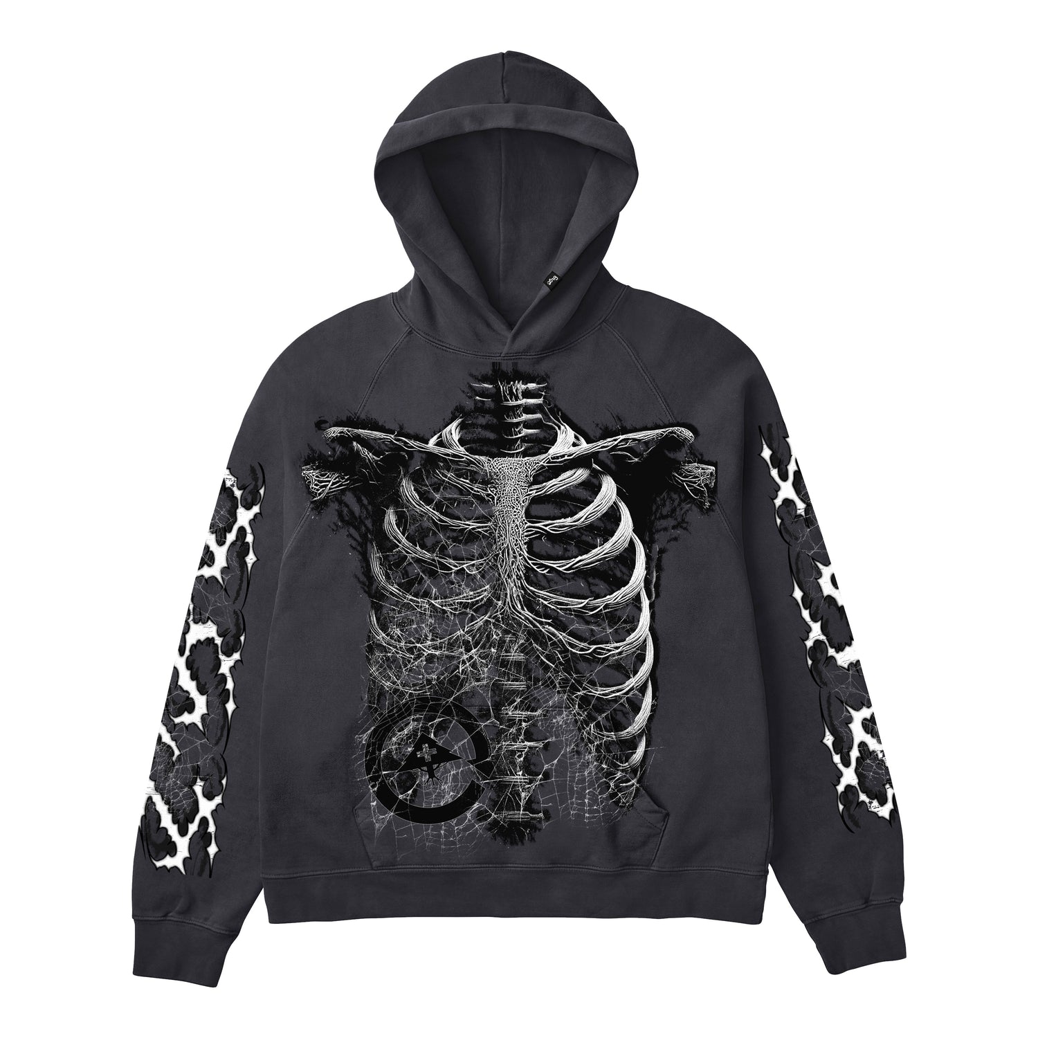 BLACK BONES HOODIE - BLACK